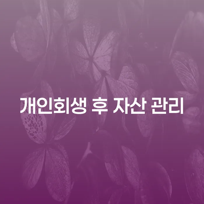 개인회생 후 자산 관리를 어떻게 해야 할까요?